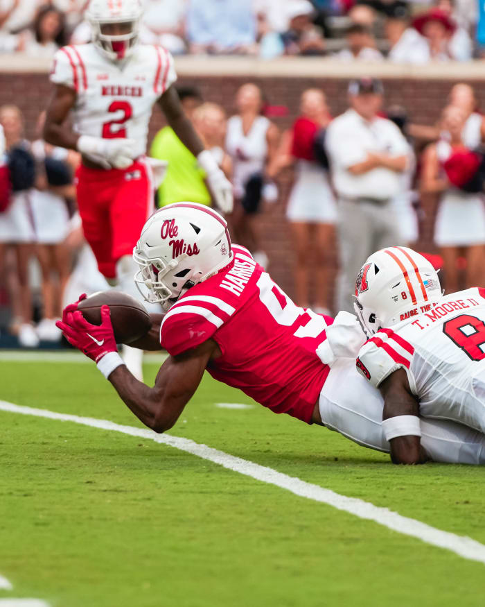 Wide receiver Tre Harris now holds the school record for most receiving touchdowns in a single game (4).